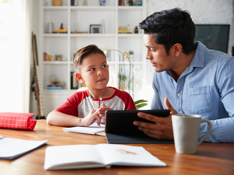 In home Elementary student with a tutor