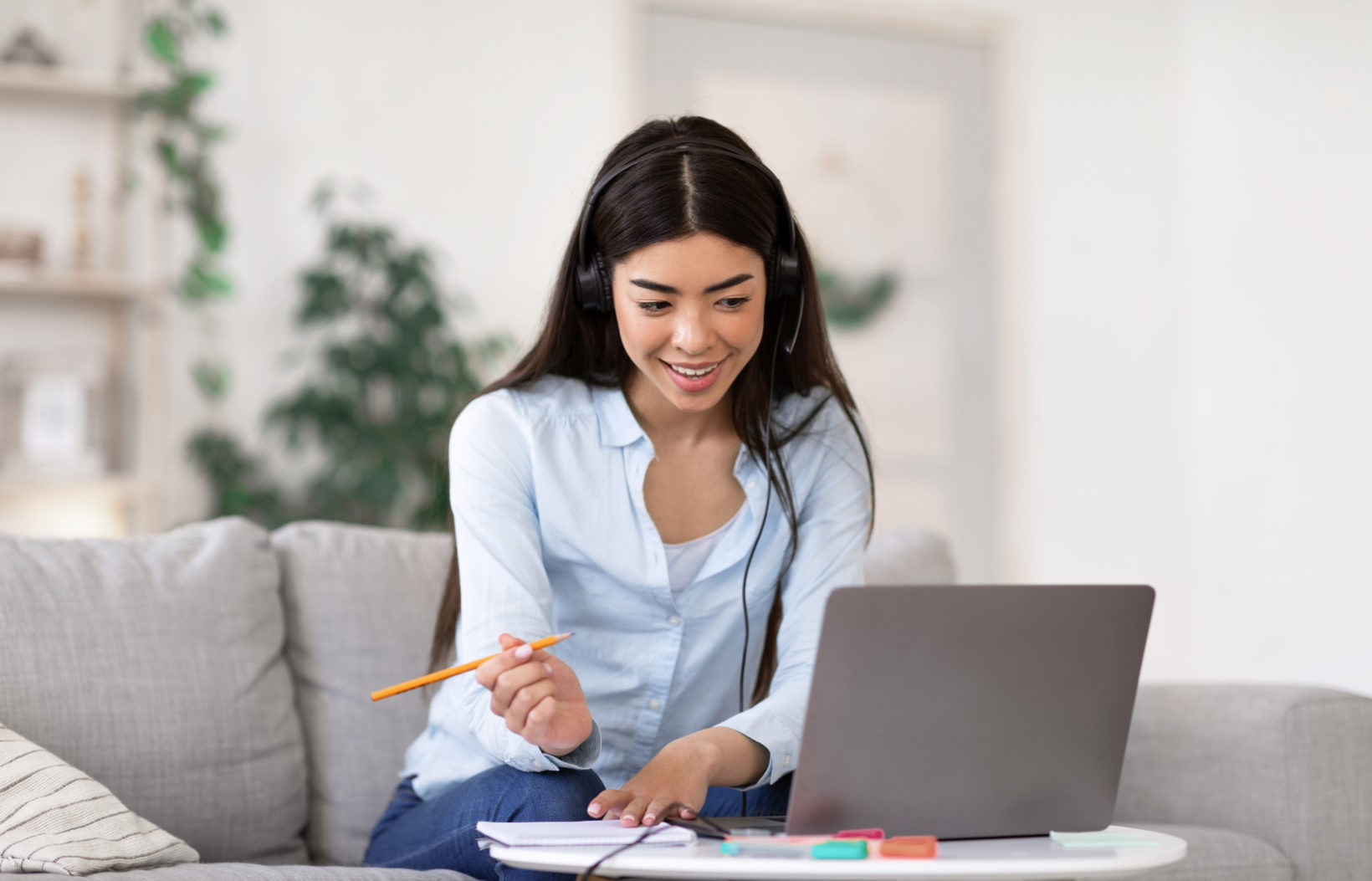 High School Girl Being Tutored Online