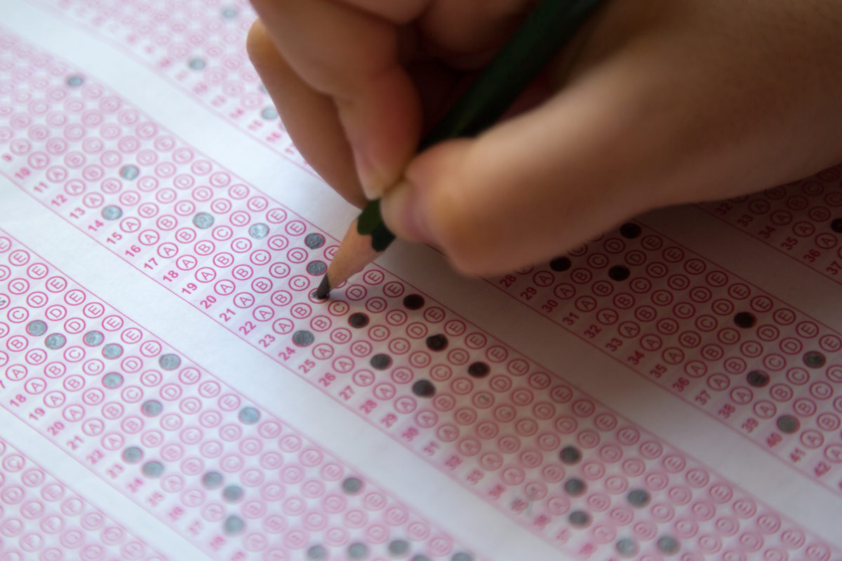Student Taking Test On A Scantron